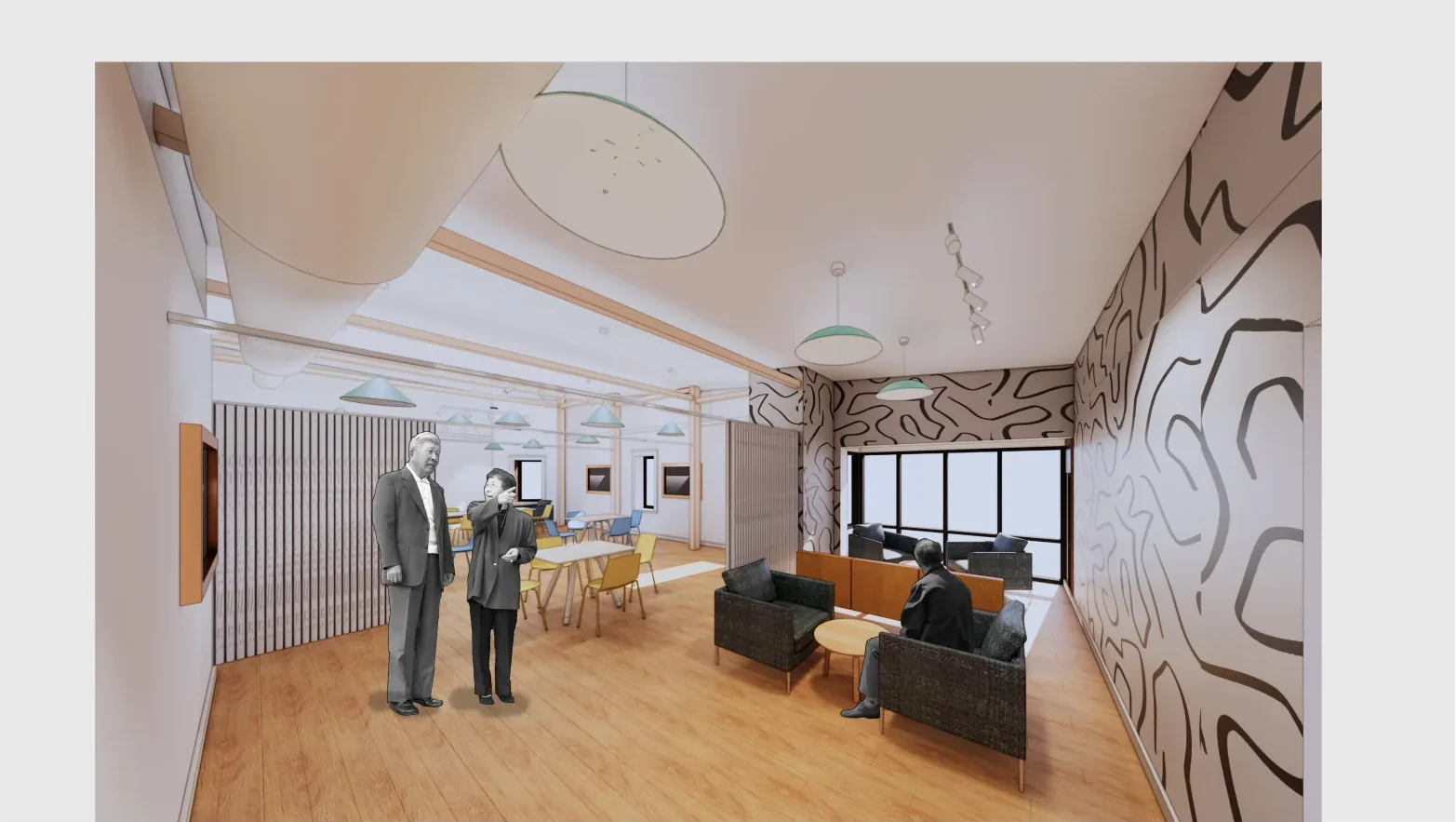 Second-floor cultural and community space rendering